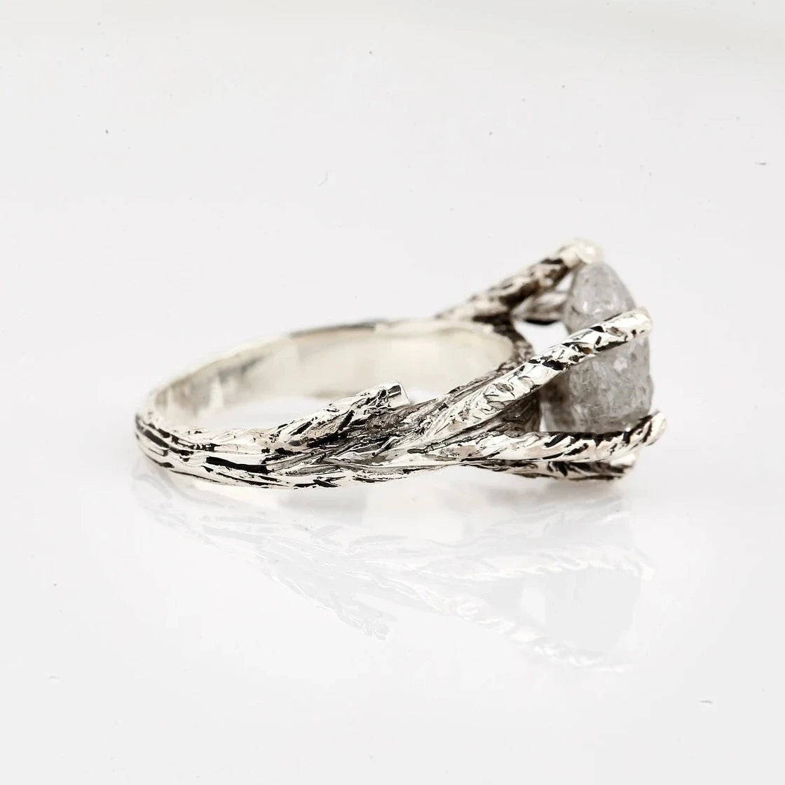 raw rough diamond ring grey