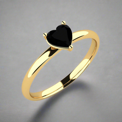 0.45 Carat Black Diamond Heart Ring Cameron 14K Yellow Gold