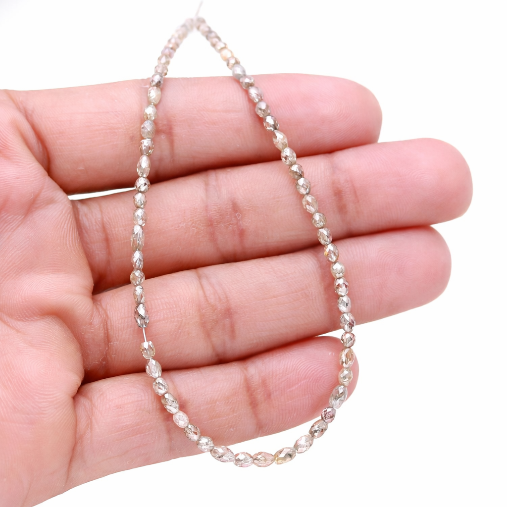AAA+ Quality Faceted Champagne Natural Diamond Beads 2.5-3.4mm