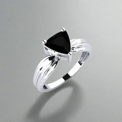 1.21 Carat Natural Trillion Luxury Black Diamond Engagement Ring