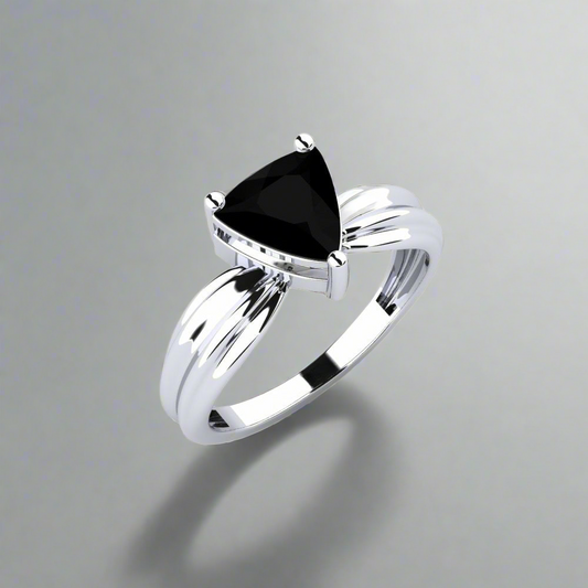 1.21 Carat Natural Trillion Luxury Black Diamond Engagement Ring