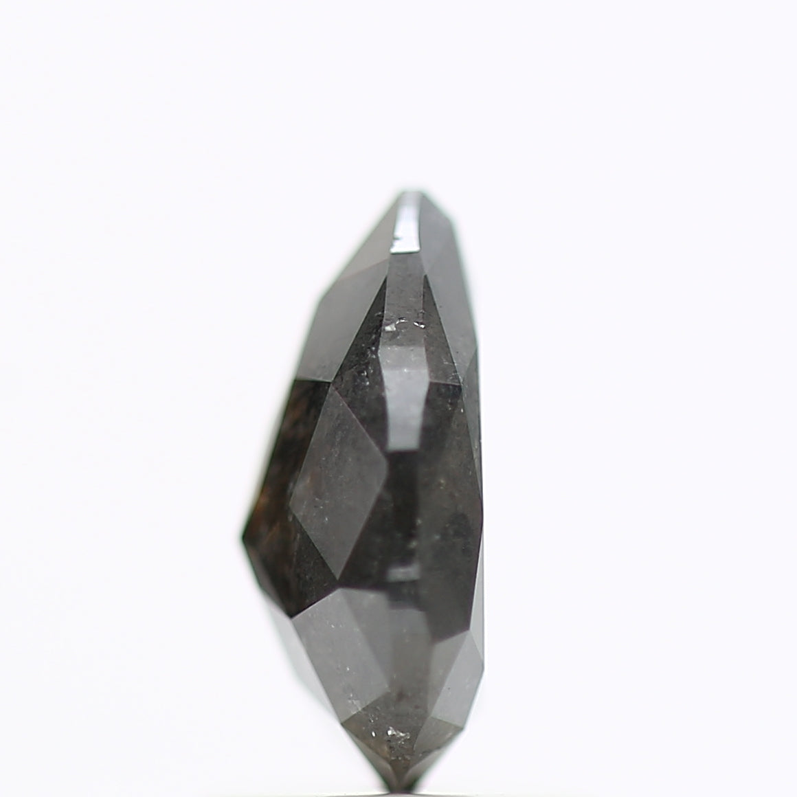 1.38 Carat Brilliant Pear Rose Cut Salt and Pepper Diamond 8.42 MM