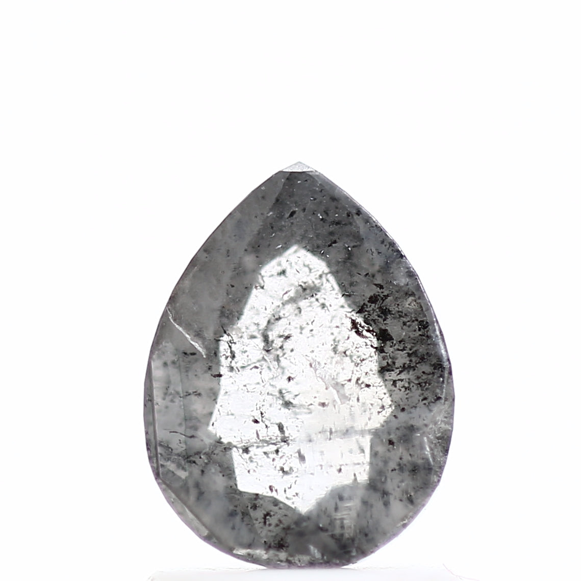 1.10 Carat Natural Rose Cut Salt and Pepper Pear Diamond 7.51 MM