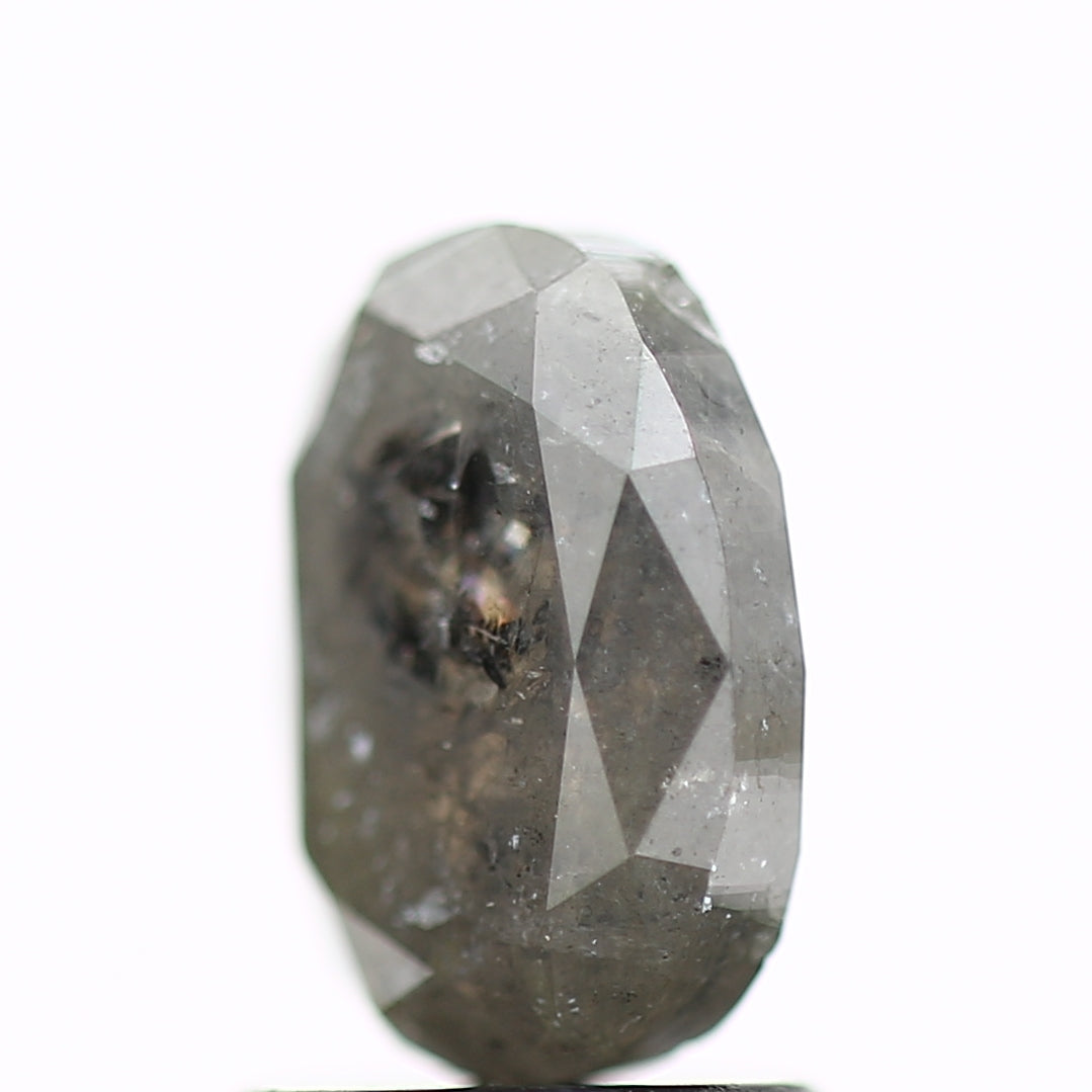 1.96 Carat Gray Oval Brilliant Rose Cut Diamond 8.20 MM