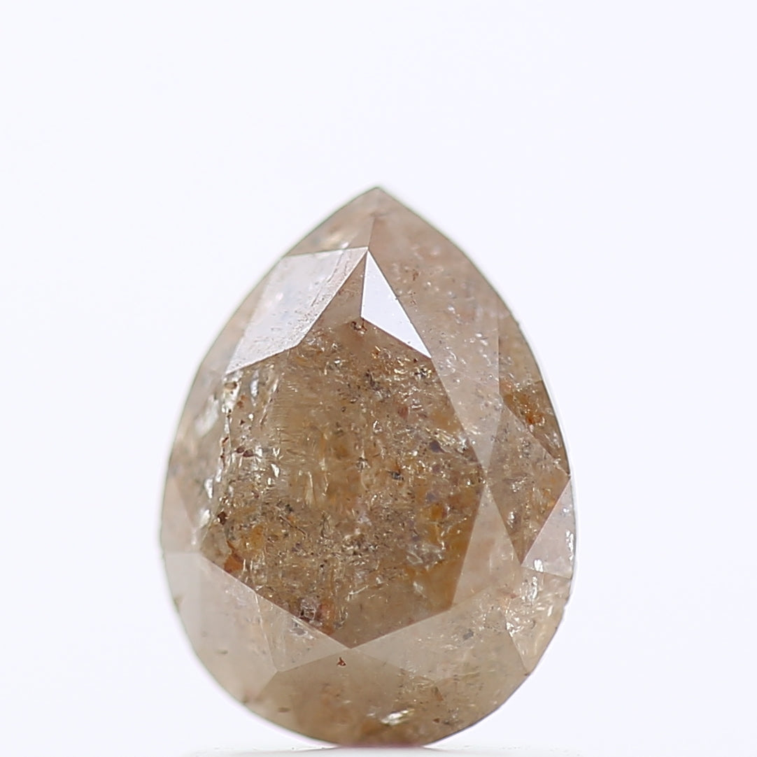 1 Carat Pear Cut Salt And Pepper Diamond Orange Brown 7.77 MM
