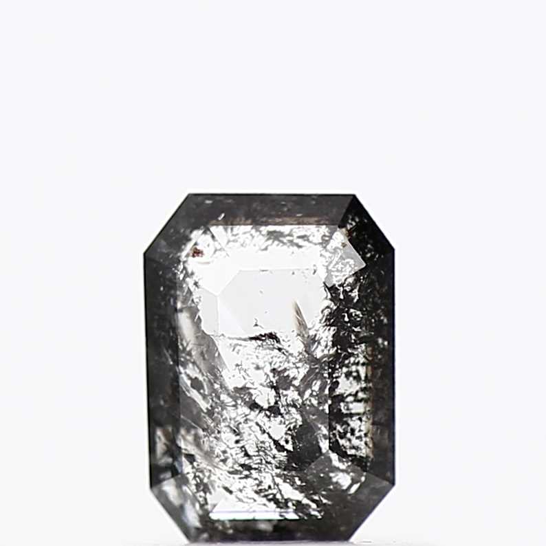 0.44 Carat 5.80 MM Fancy Gray Emerald Cut Salt and Pepper Diamond - Blackdiamond