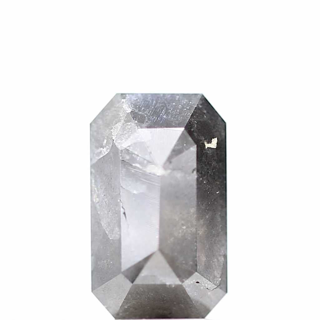 2.78 Carat 10.50 MM Fancy Gray Emerald Cut Salt and Pepper Diamond - Blackdiamond