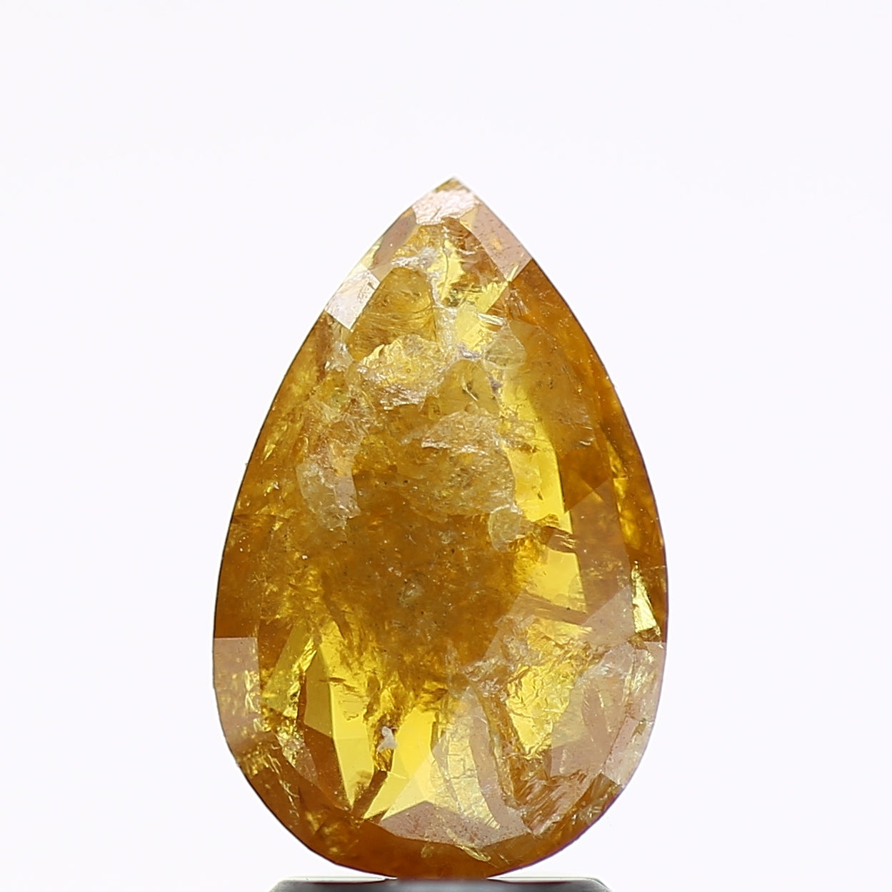 2 Carat Pear Salt and Pepper Diamond Fancy Yellow 11.90 MM