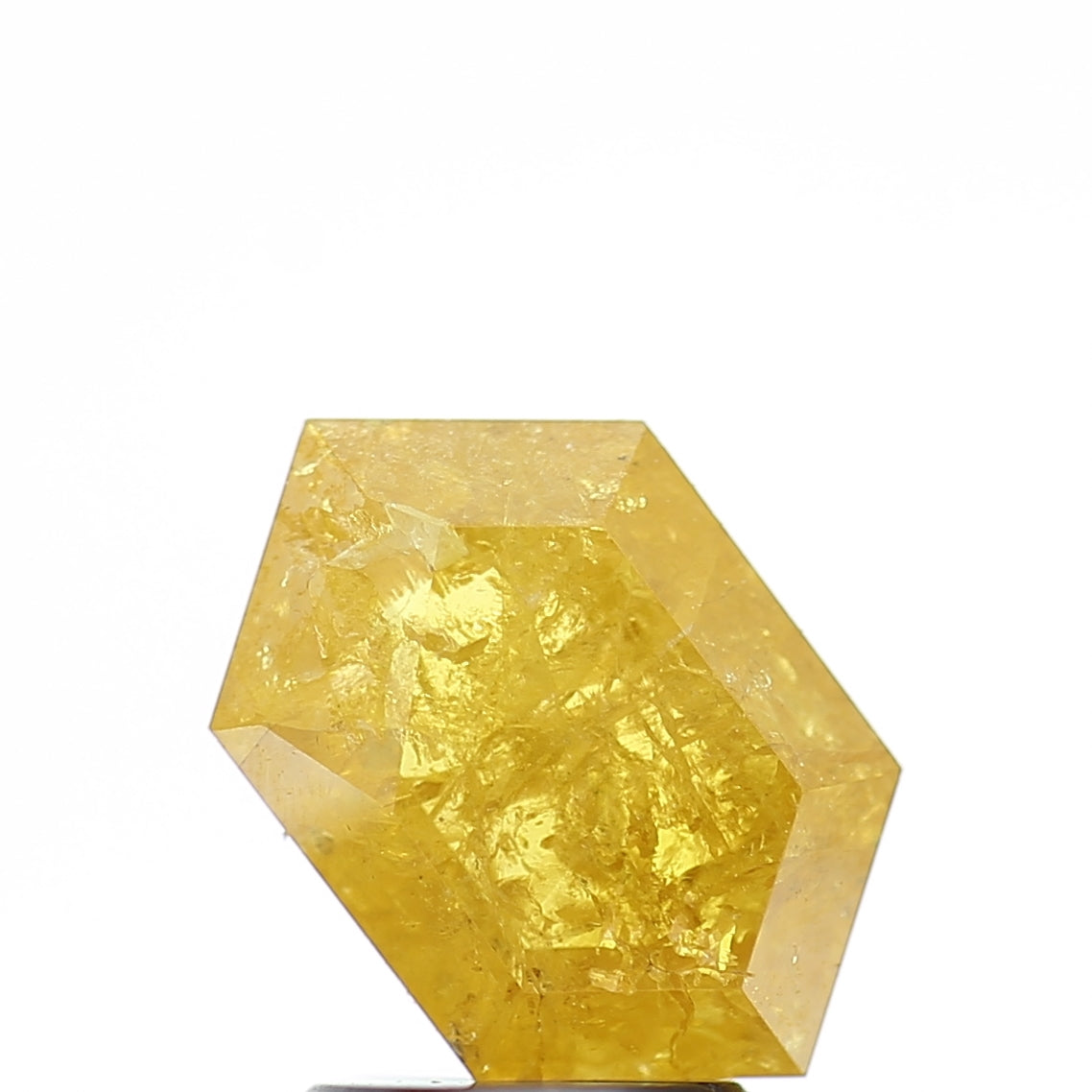 2 Carat Hexagon Salt and Pepper Diamond Elongated Fancy Yellow 10.50 MM