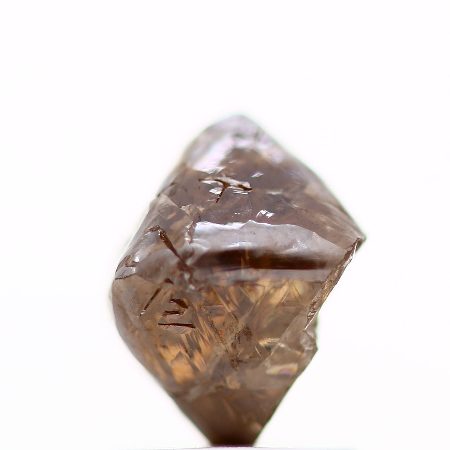 1.82 Carat Natural Fancy Cognac Brown Octahedron Rough Diamond 7.20 MM - Blackdiamond