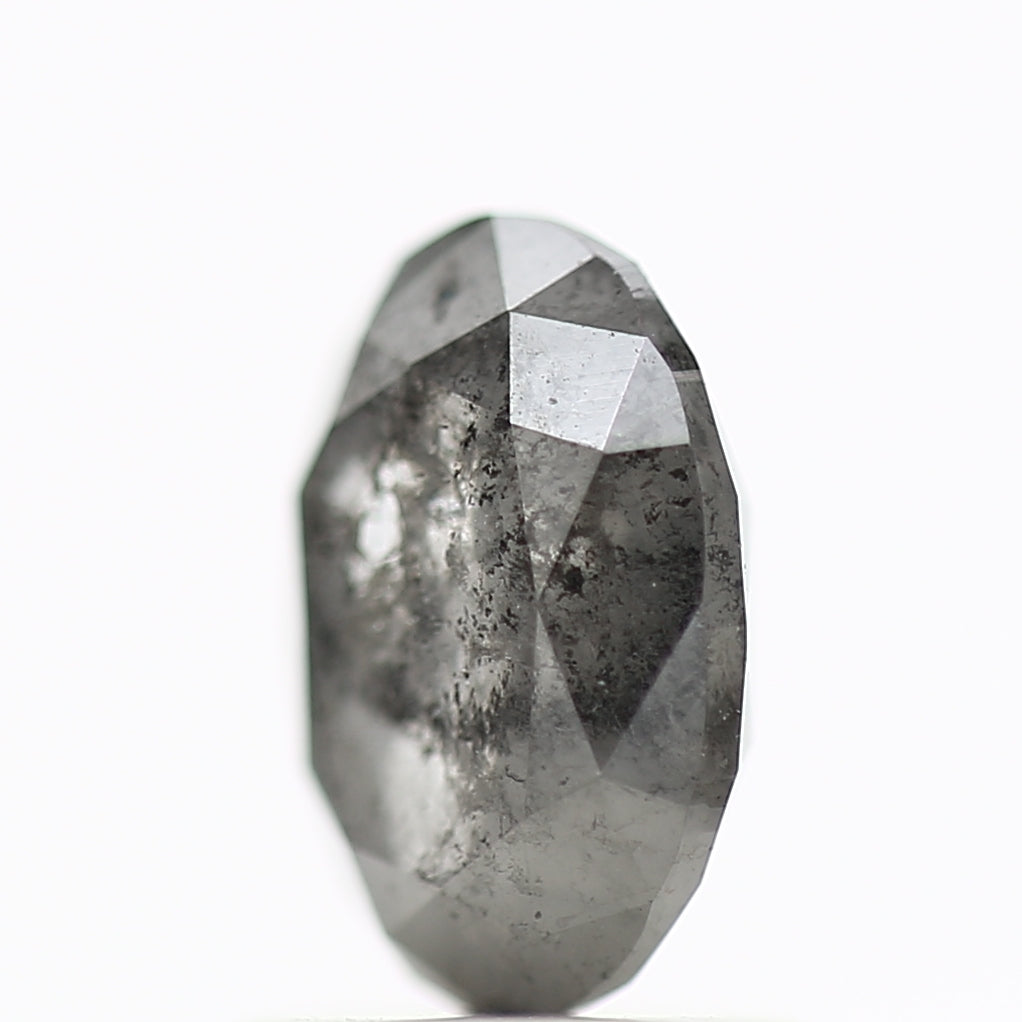 1.31 Carat Natural Salt Pepper Diamond Gray Rose Cut Brilliant Oval 7.72 MM