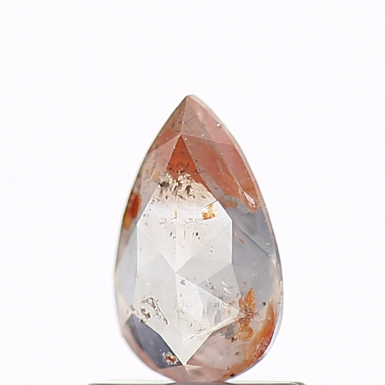 0.56 Carat Natural Peach Orange Pear Salt and Pepper Diamond 7.28 MM