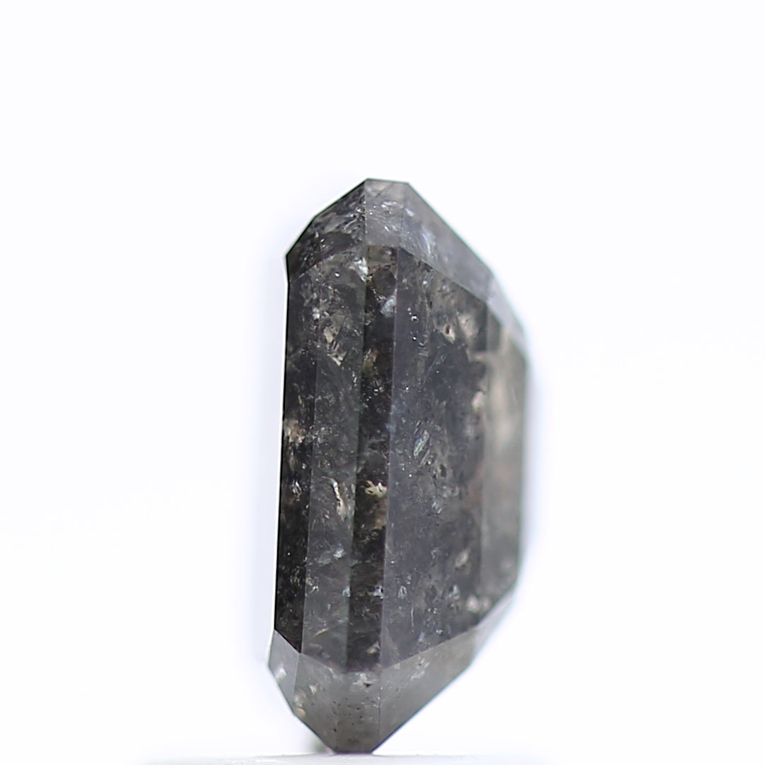 1.75 Carat Natural Galaxy Emerald Cut Salt and Pepper Diamond 7.70 MM