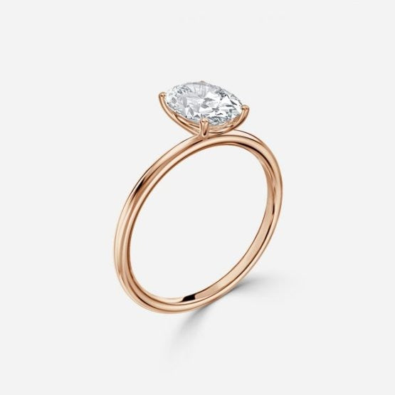 Bdaya Oval Solitaire Engagement Ring 14K / 18K Solid Gold