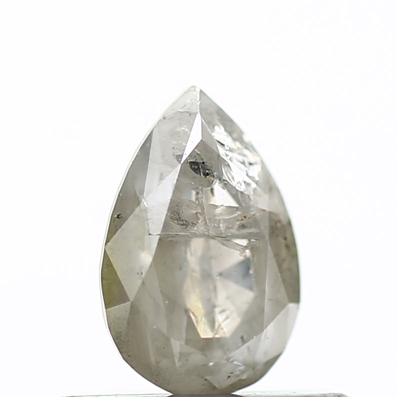 0.42 Carat Natural Rose Cut Gray Pear Salt Pepper Diamond SDM384