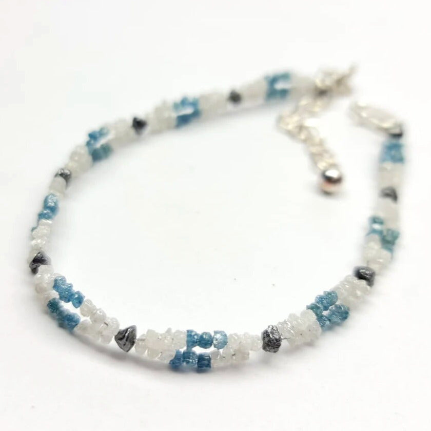 blue diamond beads white uncut