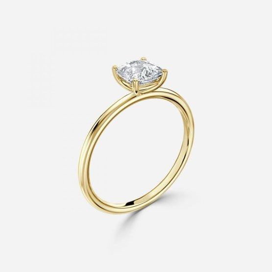 Bdaya Cushion Solitaire Engagement Ring 14K / 18K Solid Gold