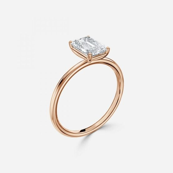 Bdaya Emerald Solitaire Engagement Ring 14K / 18K Solid Gold