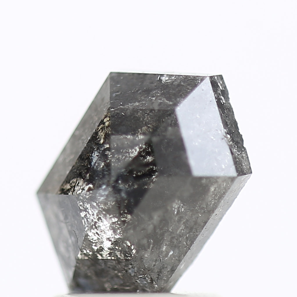 1.41 Carat Natural Gray Hexagon Salt And Pepper Diamond 8.83 MM