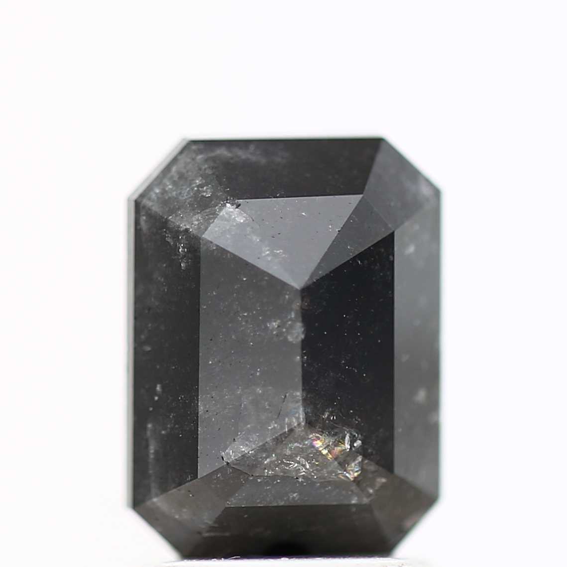 1.84 Carat 8.06 MM Natural Black Emerald Cut Salt and Pepper Diamond - Blackdiamond