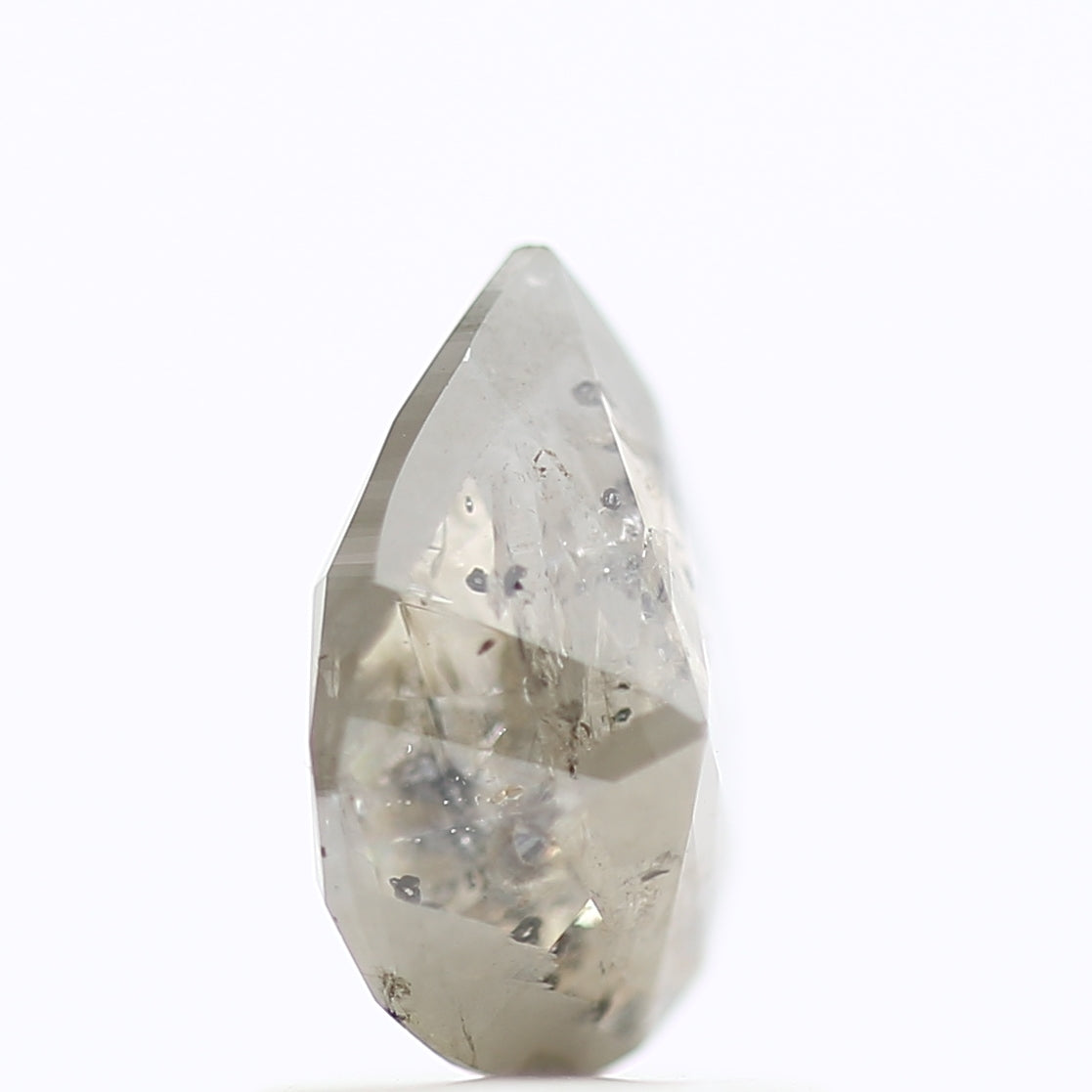 1 Carat Natural Pear Cut Gray Salt Pepper Diamond 8.18 MM
