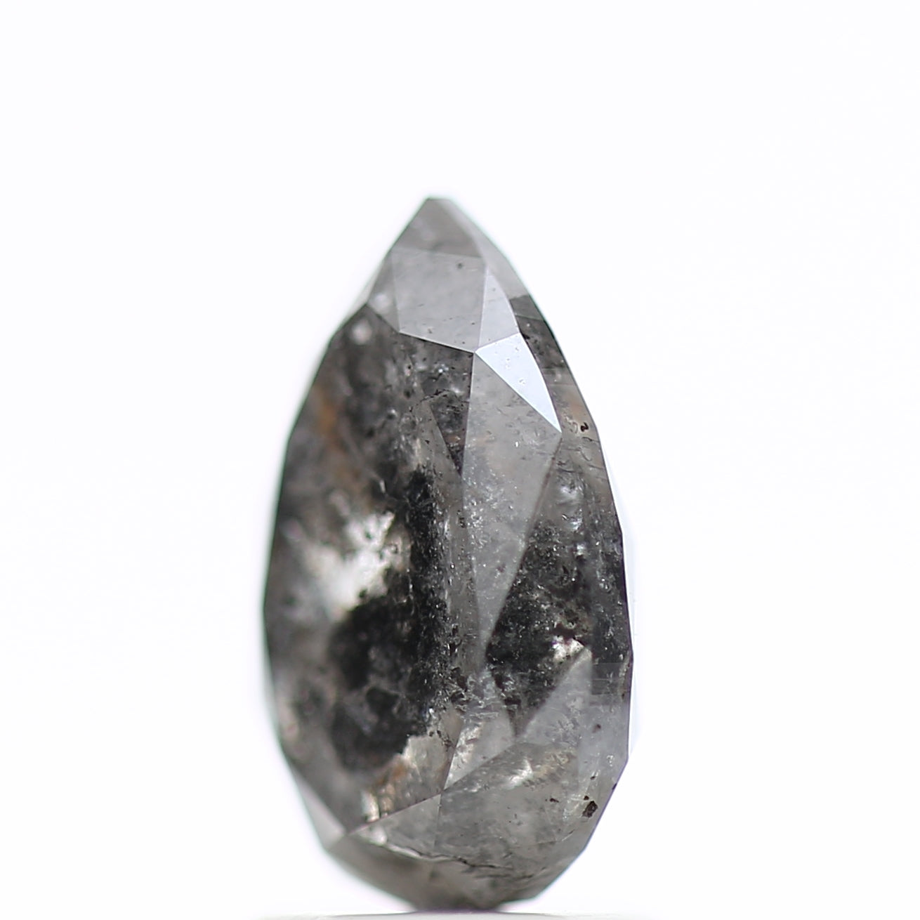 2.15 Carat Pear Shaped Salt and Pepper Diamond Natural Grey 9.70 MM