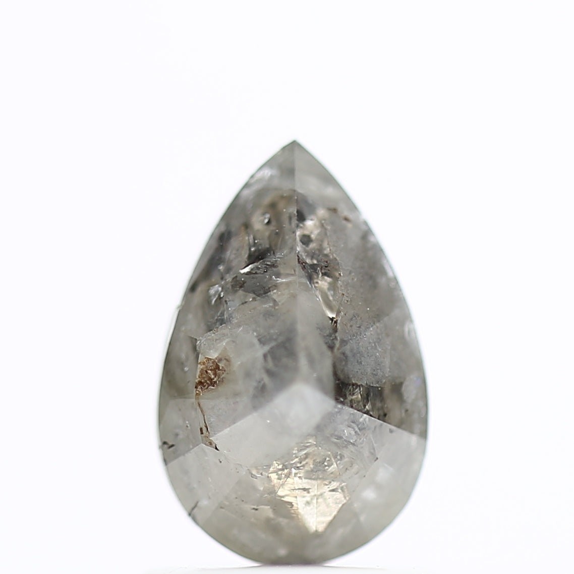 1 Carat Pear Rosecut Salt and Pepper Diamond 8 MM