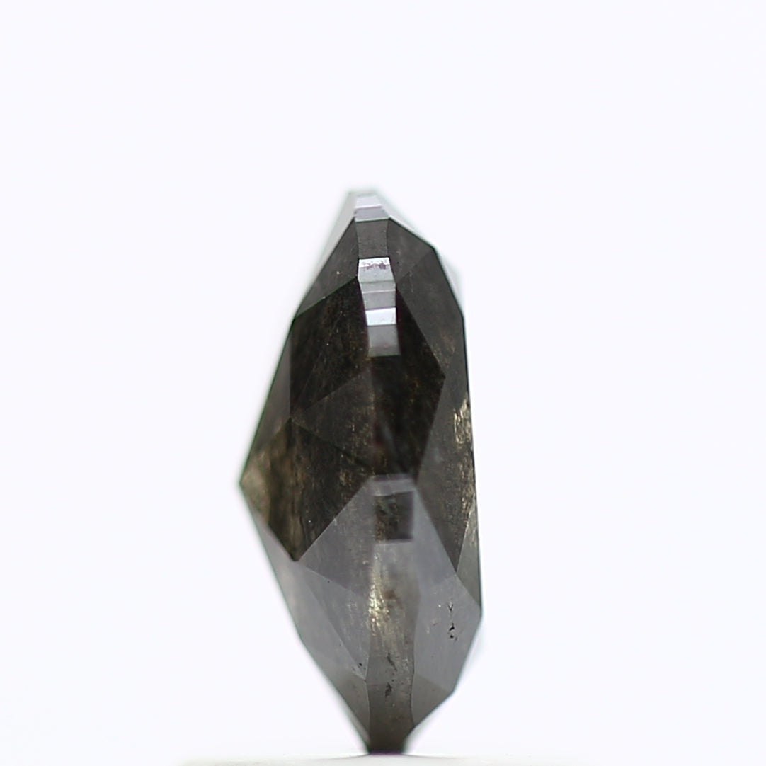 1.11 Carat Black Oval Rose Cut Diamond Salt & Pepper Diamond 7.71 MM