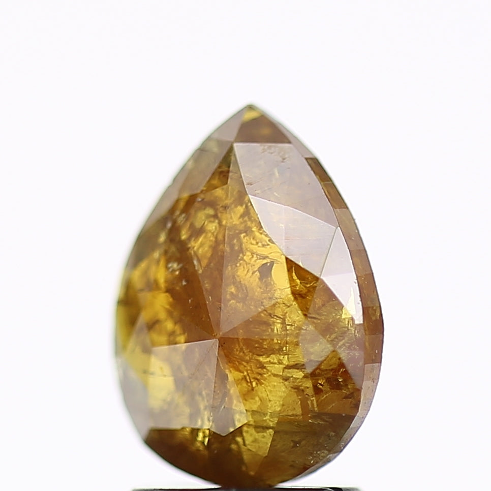 1.50 Carat Pear Salt and Pepper Diamond Yellowish Orange 9.2 MM