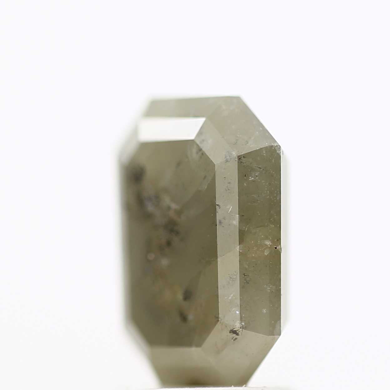 2.38 Carat 9 MM Natural Green Gray Emerald Cut Salt and Pepper Diamond - Blackdiamond