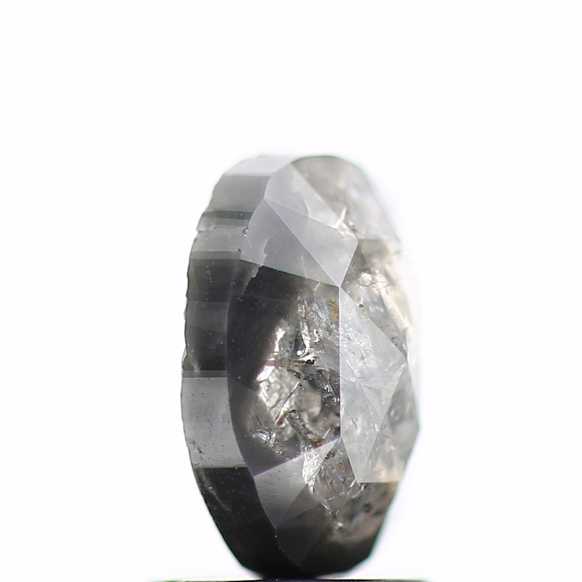 1.44 Carat Oval Rose Cut Salt and Pepper Diamond 8.27 MM