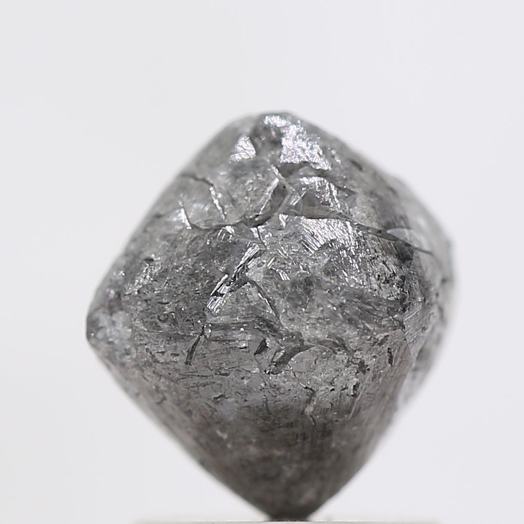 2.22 Carat Fancy Gray Octahedron Natural Raw Rough Diamond 7.40 MM - Blackdiamond