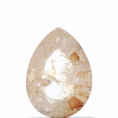 1.41 Carat Rose Cut Orange Rustic Pear Natural Diamond 7.48 MM