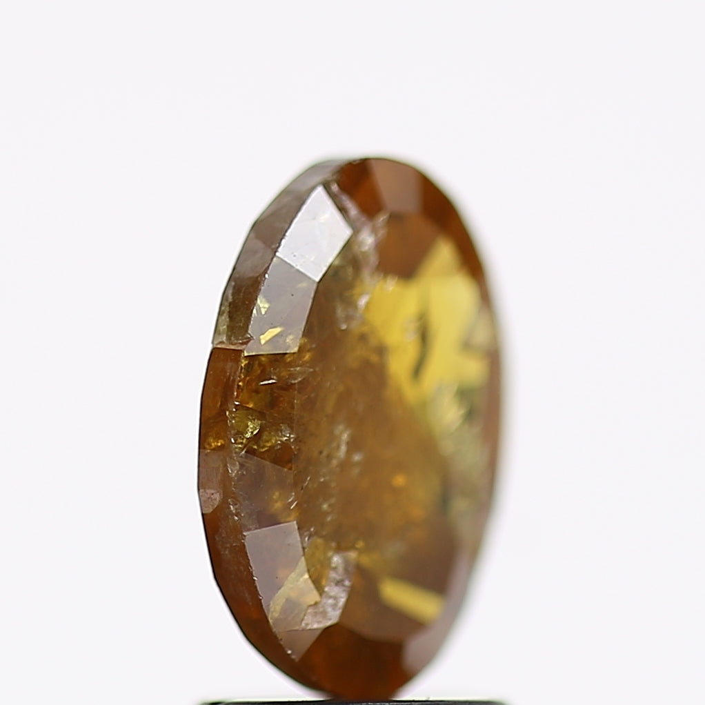 1.88 Carat Natural Yellow Rosecut Oval Salt and Pepper Diamond 9.6 MM