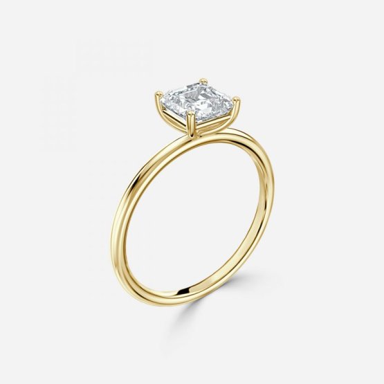 Bdaya Asscher Solitaire Engagement Ring 14K / 18K Solid Gold