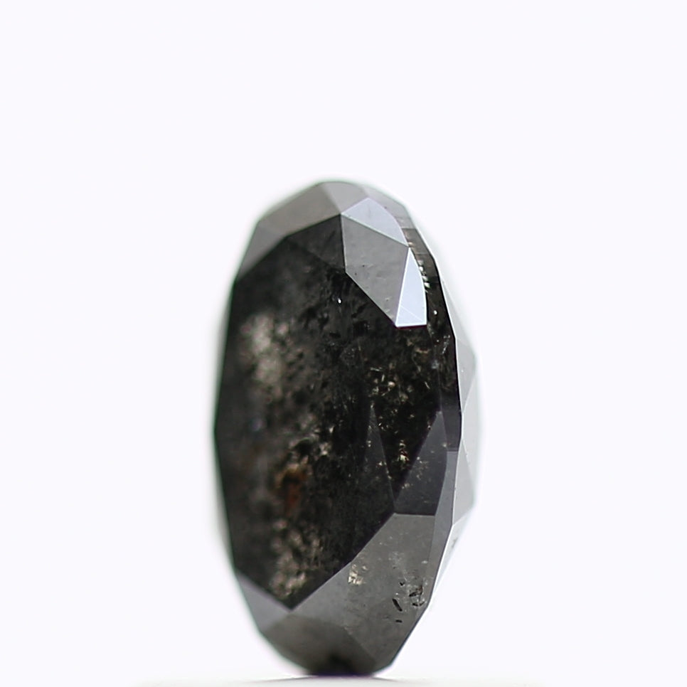 0.84 Carat Natural Oval Stones For Black Speckled Diamond Ring 6.75 MM
