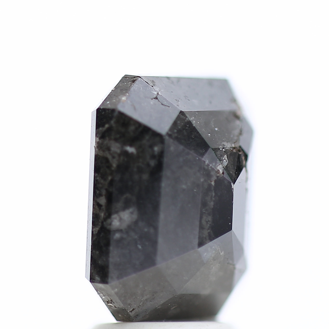 4 Carat Natural Emerald Cut Black Salt And Pepper Diamond 9.74 MM