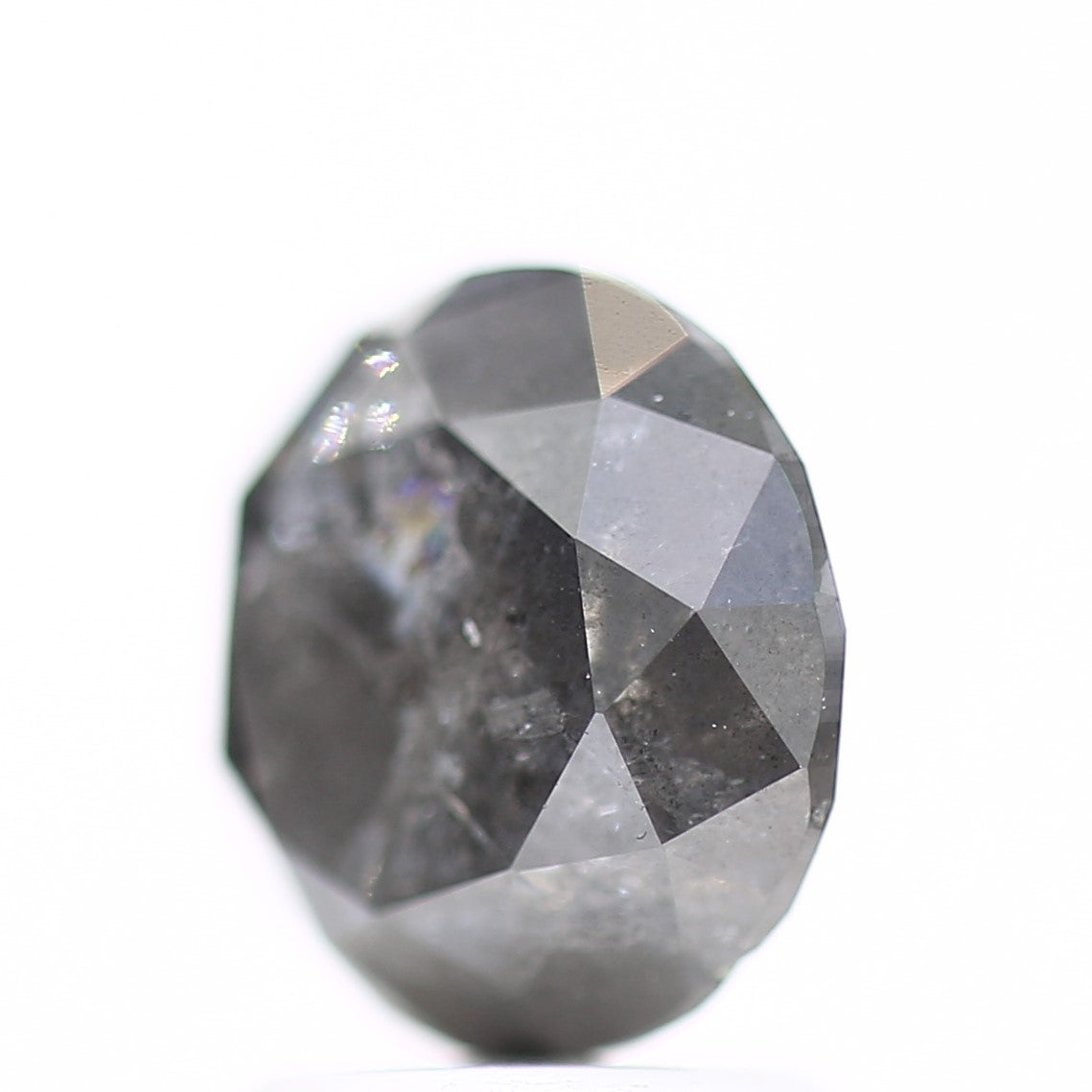 2.52 Carat 8 MM Round Cut Fancy Gray Salt and Pepper Natural Diamond - Blackdiamond