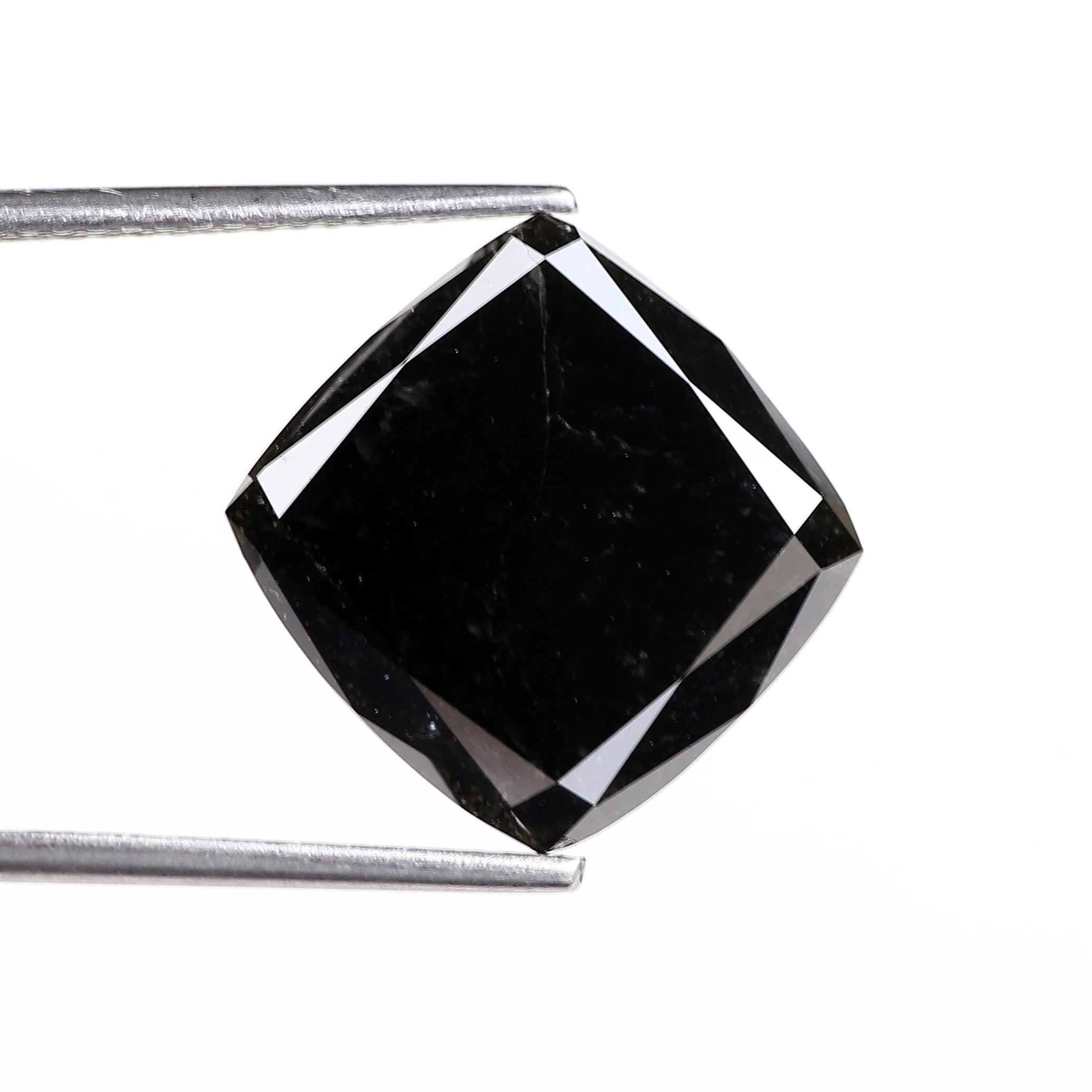8 Carat Cushion Cut Black Diamond Natural Loose 12.40 MM
