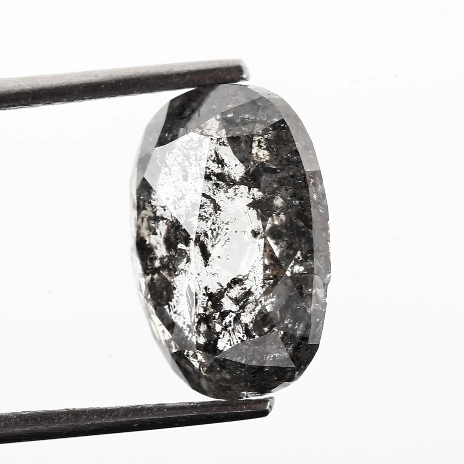 4.09 Carat Natural Oval Salt and Pepper Diamond 11.38 MM