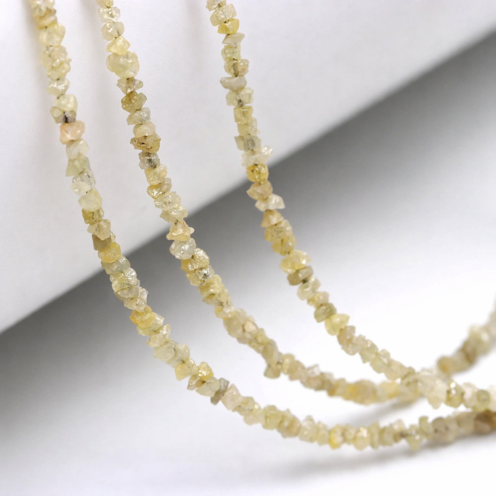 15 inch AAA Natural Uncut Yellow Rough Diamond Beads Nuggets
