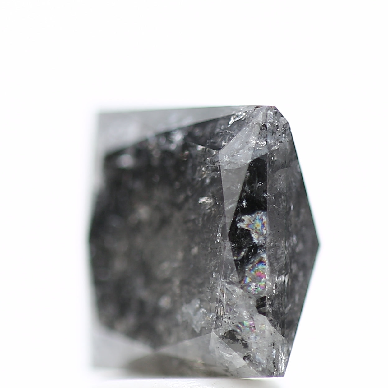 4.20 Carat 8.4 MM Natural Fancy Icy Black Princess Salt Pepper Diamond - Blackdiamond