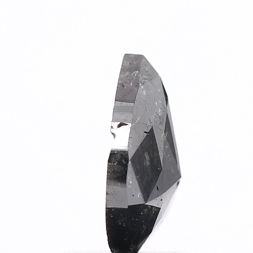 0.92 Carat Natural Pear Rose Cut Black Salt and Pepper Diamond SDM165