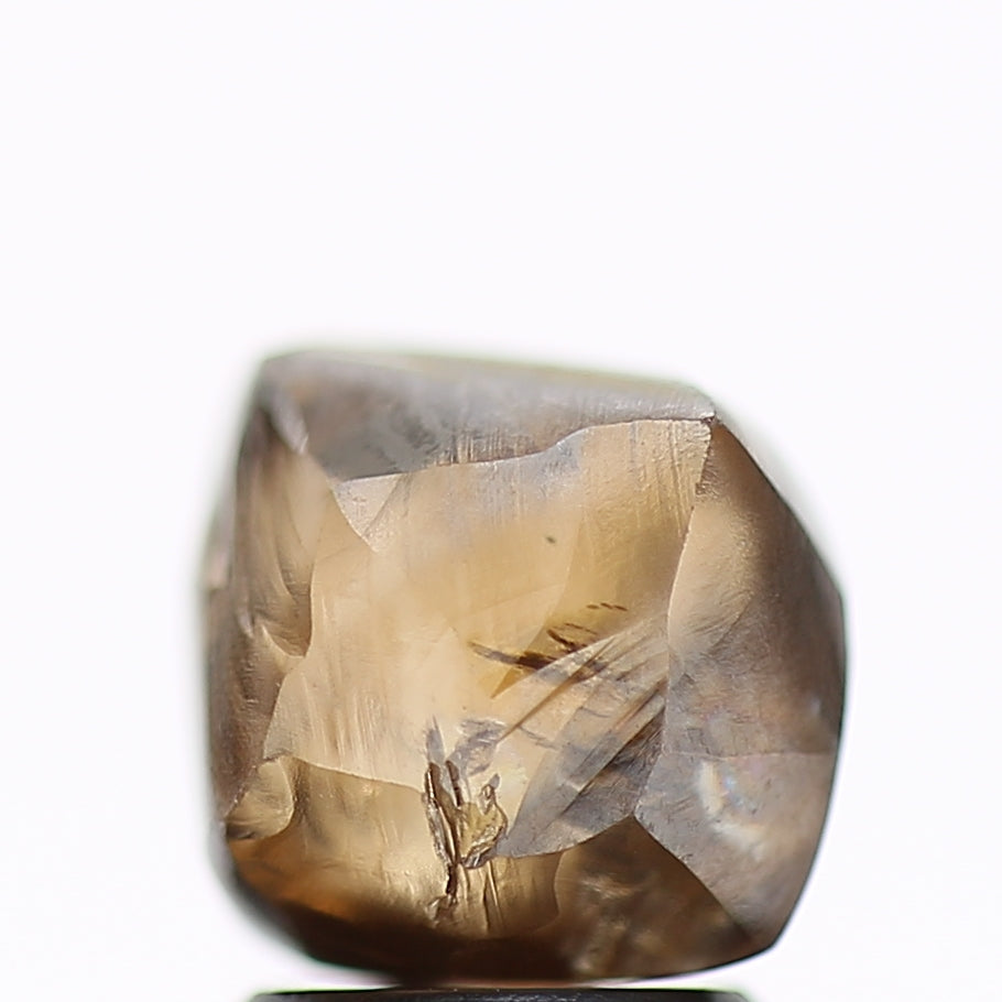 3.73 Carat Natural Octahedron Fancy Champagne Brown Rough Diamond 9.11 MM
