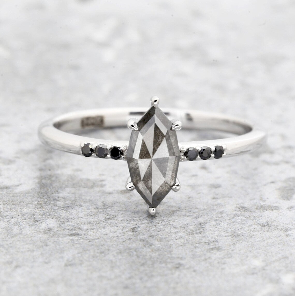 salt and pepper marquise diamond