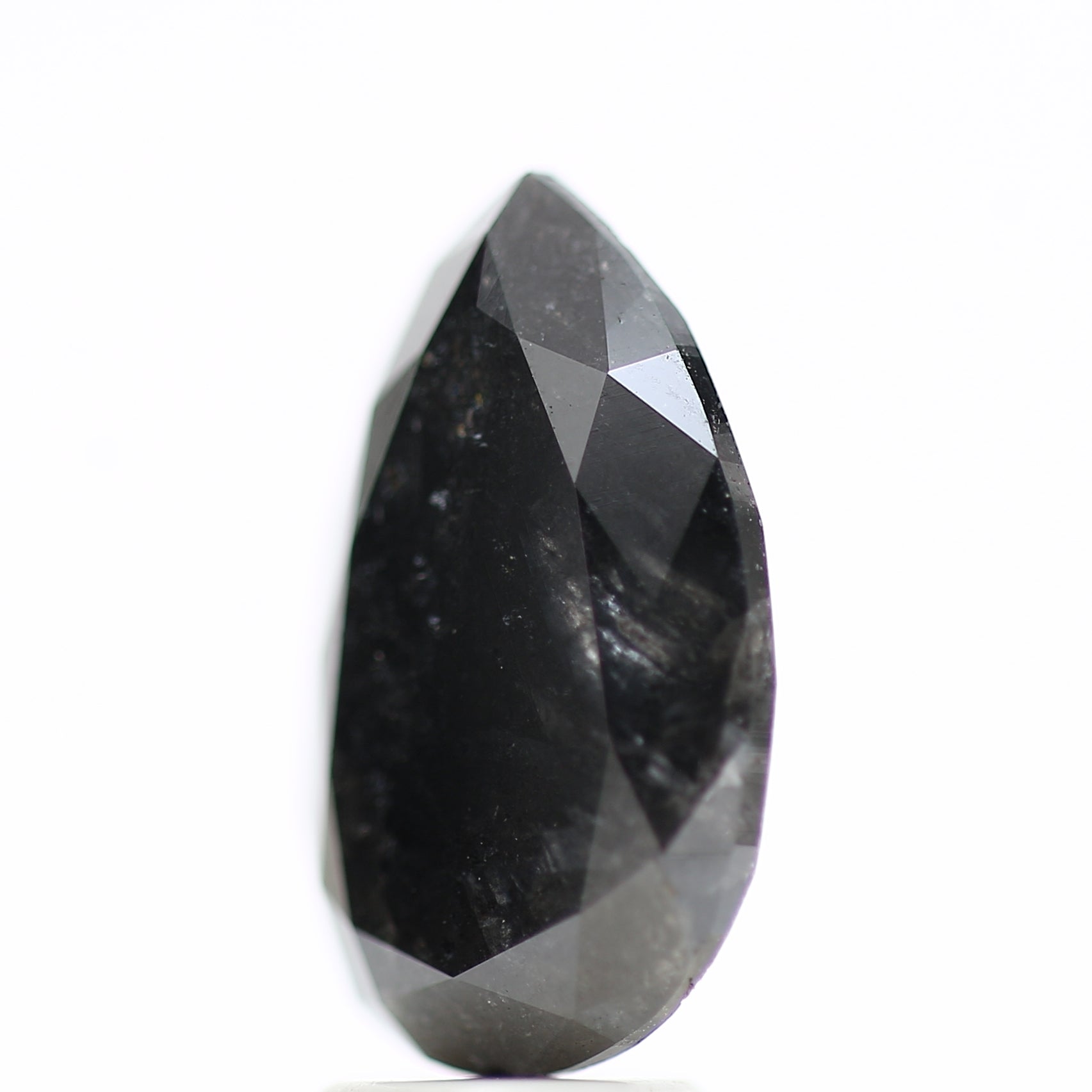 4.44 Carat Natural Pear Salt And Pepper Fancy Black Diamond 13.40 MM