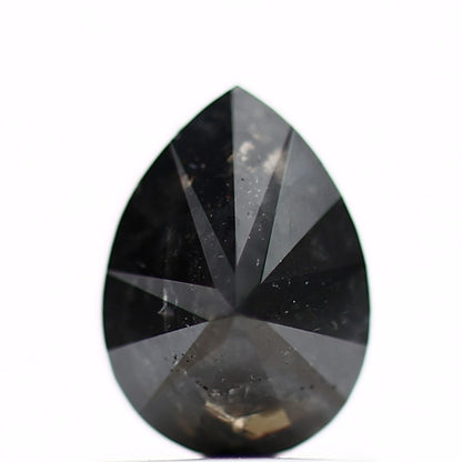 1.10 Carat Fancy Black Brilliant Cut Pear Salt and Pepper Diamond