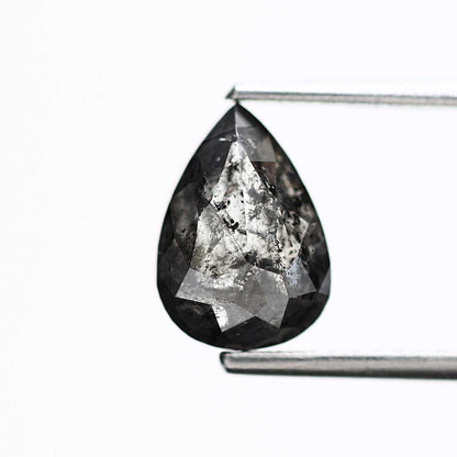 1.90 Carat Natural Diamond Gray Salt and Pepper Pear Diamond 9.27 MM