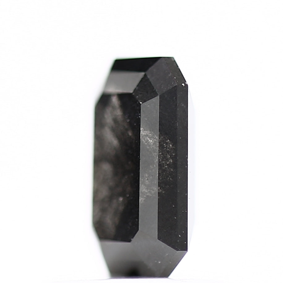 0.95 Carat 6.8 MM Natural Fancy Black Emerald Salt and Pepper Diamond - Blackdiamond