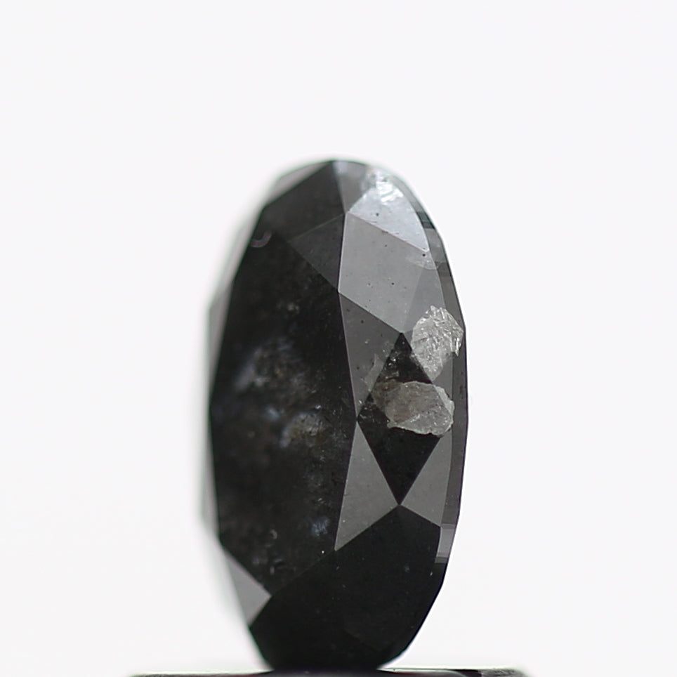 0.91 Carat Fancy Black Oval Diamond For Minimal Ring 7.2 MM